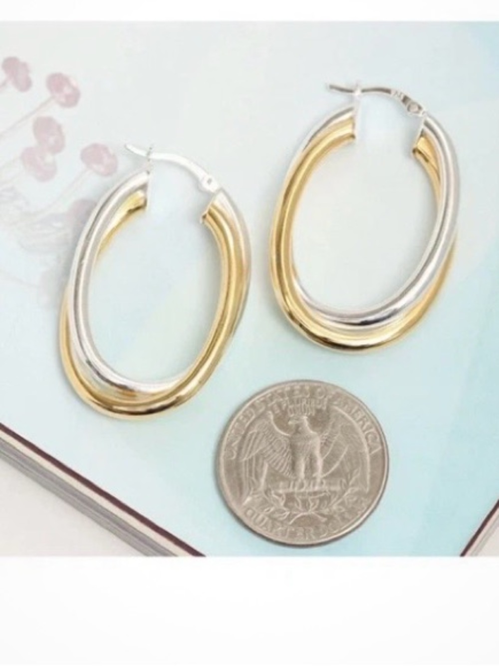 Two-Tone Gold and Silver Hoop Earrings - 
La Calla. New in Box  Make an Offer!